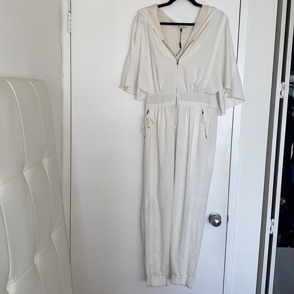 Halston white jumpsuit with hood - Picture 3 of 8